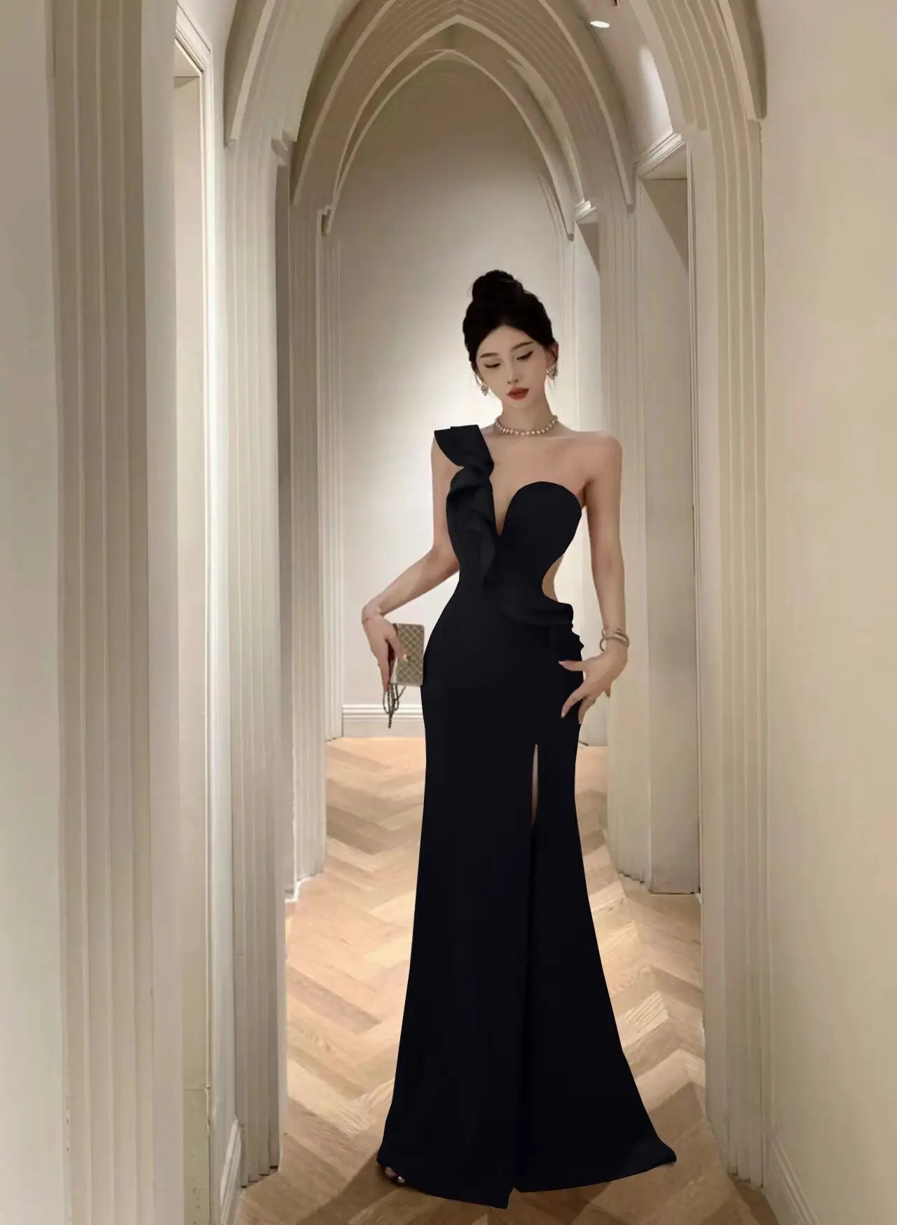 Elegant Fashion Wedding Evening Party Long Dresses for Women Sexy Split Sleeveless Slim Ladies Vintage Red Prom Female Clothing 241205