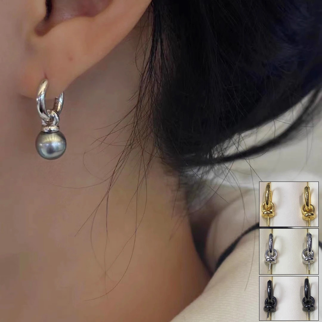 MeiBaPJ 9-10mm Natural Rice Pearl Fashion Simple Drop Earrings DIY Genuine 925 Silver Womens Exquisite Jewelry 241205