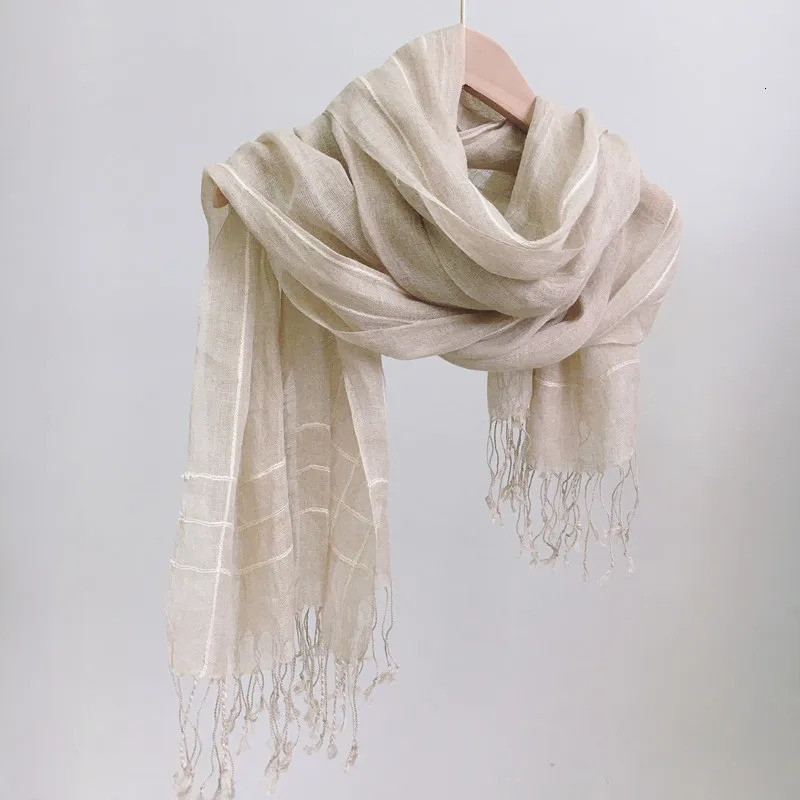 Linen scarf plain weave shawl all season womens shawl 241205