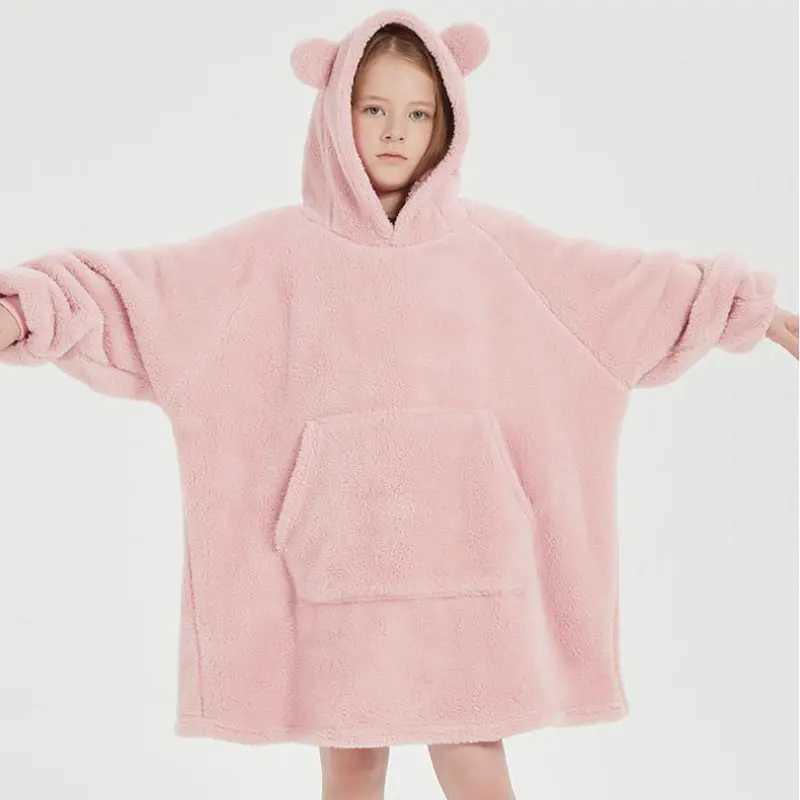 Pajamas Childrens Robe Cartoon Bear Hoodies for Kids Boys Girls Bathrobes Winter Warm Homewear Loose Lazy Sleepwear for Teen Clothes H241205