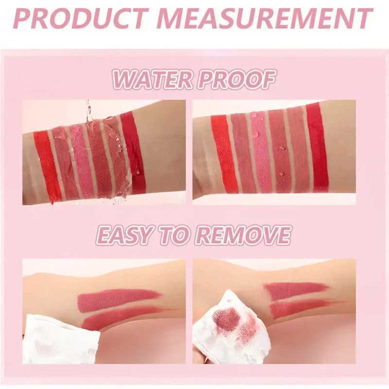 6 Colors/Set Matte Glitter Lip Gloss Non-stick Cup Not Easy To Fade Waterproof Lasting Velvet Sexy Red Liquid Lipstick CosmeticXJ241205