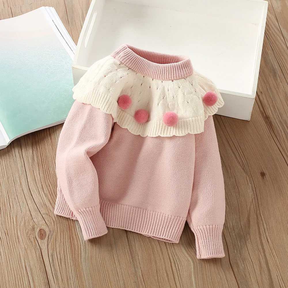 Milan Kerr Childrens Sweater Knitted Pullover Autumn/Winter New Girl Cute Ball Sweater Childrens Clothing Sole W241205