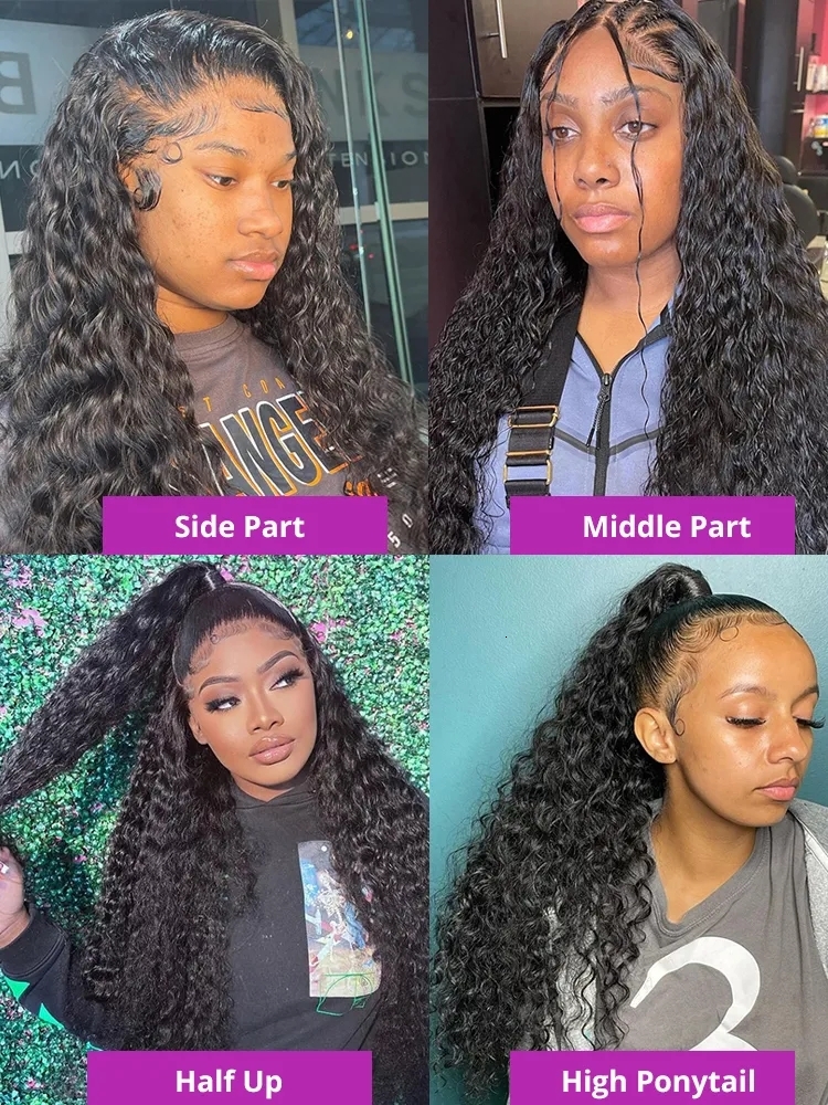Deep Wave Frontal 13X4 13X6 HD Front Human Wigs Brazilian Remy Curly Hair 4X4 Lace Closure Wig Pre Plucked