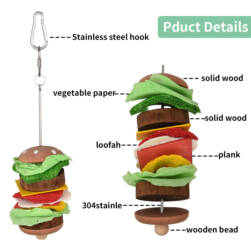 Bird Wooden Block Chewing Toy Wood Bird Perch Parrot Foraging Toy Parrot Puzzle Toys for Conures Parakeets Cockatiels Lovebirds African Grey Macaws Am