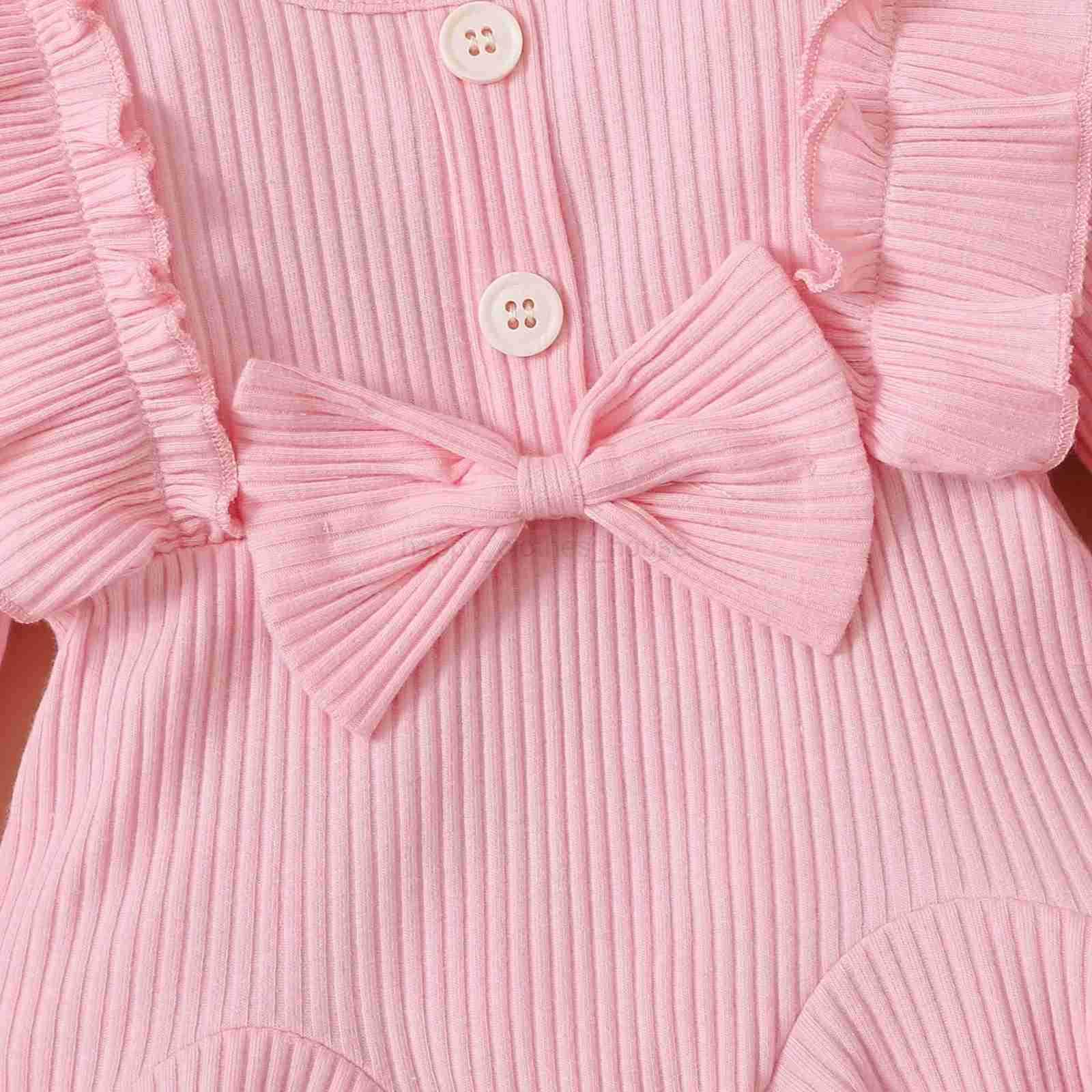Newborn Baby Girls Clothes Set Pink Toddler Ruffle Tops Heart Print Bow Trousers Princess Casual Infant Outfits Clothes SuitXJ241205