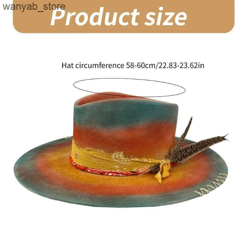 Cloches Wool Homburg Panama Hat Exotic Hat for Women Photo Props Western for Men unisex womens clothing L240910