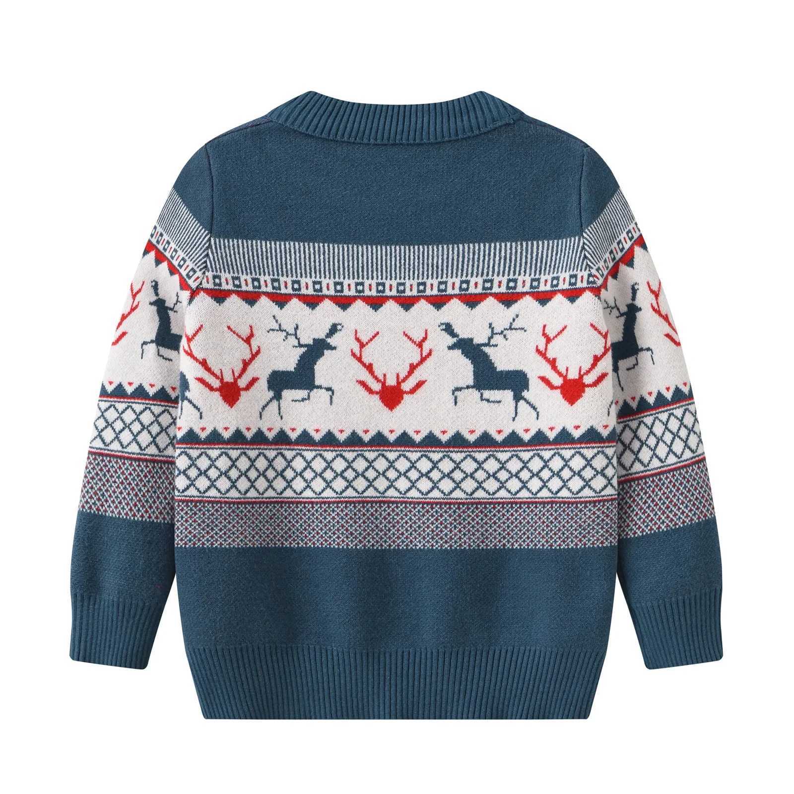 Christmas Childrens Sweater Casual Baby Warm Elk Printed Knitted Girls Sweater Cute Top for Boys and Girls Tree Pulling Flower Childrens Clothing W241