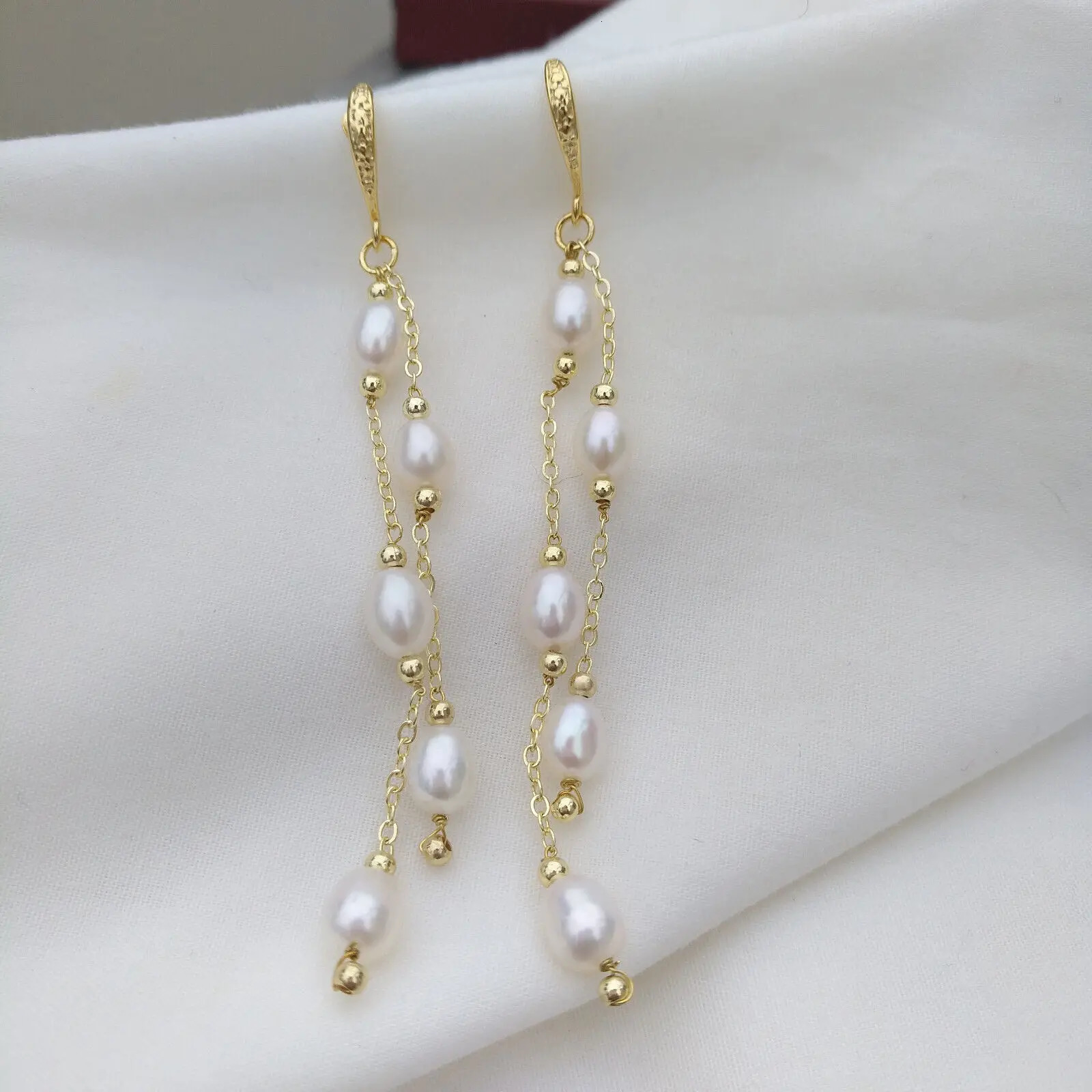 Exclusive Wedding Bride 5-6mm AANanhai White Genuine Natural Pearl Earring Pendant 14k Gold Fill Free Delivery 241205