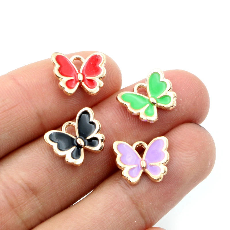 20pcs 10x1m Lovely Butterfly Charms Pendant Enamel Small Alloy DIY Jewelry Making Accessories for Necklace Bracelet 241122