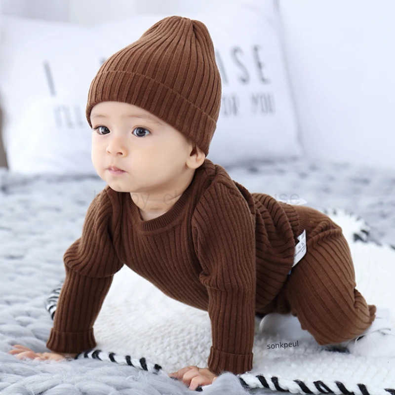 3PCS/Lot Baby Clothes Set Boys Girls Soft Knitted Sweater+Hat+Pants Clothing Sets Autumn Winter Infant Baby OutfitsXJ241205