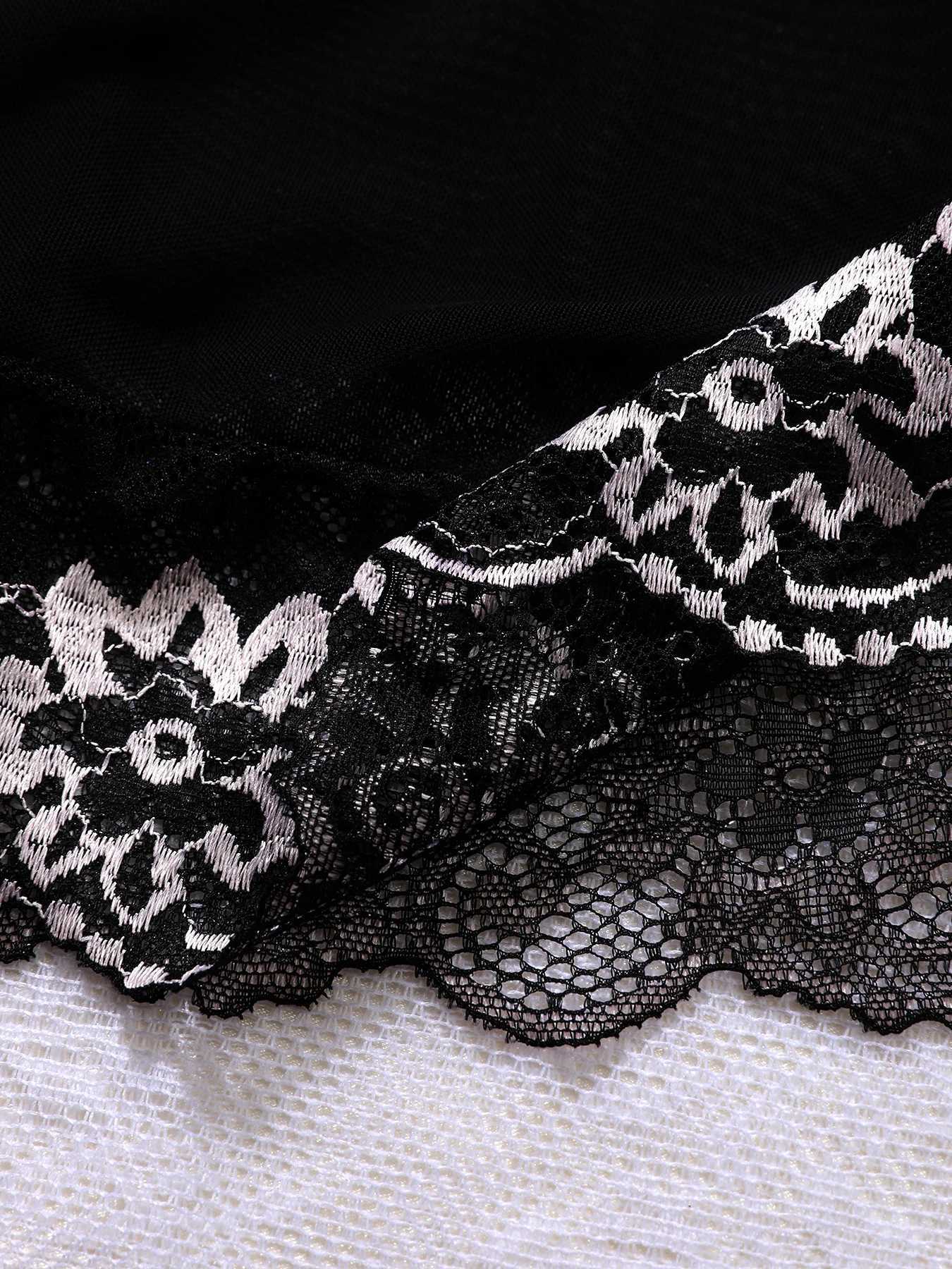 Sexy Sleepwear Women Lace Deep V-Neck Nightgown Split Hem Soft Lingerie Night Dress Sleeveless Female Clothes Bra And Briefs SetXJ241205