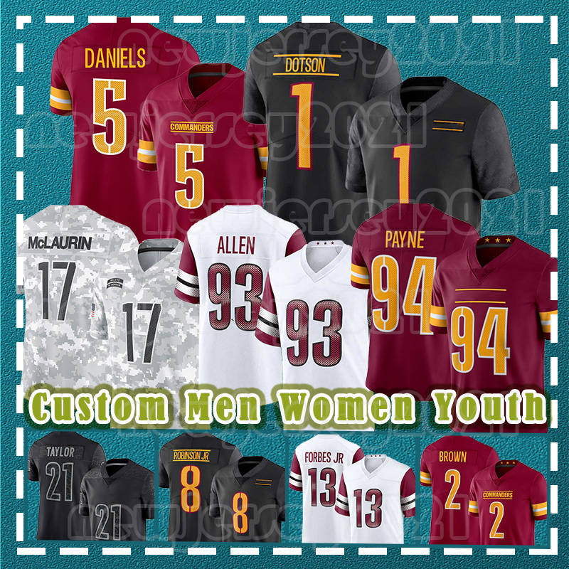 Terry McLaurin Jayden Daniels Football Jersey Brian Robinson Jr Washingtons Jonathan Allen Frankie Luvu Commanders Daron Payne Sean Taylor Tress Way Austin Ekeler