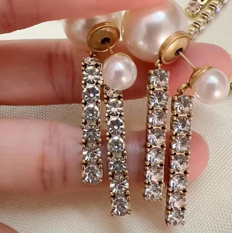 products accessories long tassel letter ring earrings Korean fashion jewelry pearl earrings womens 241205
