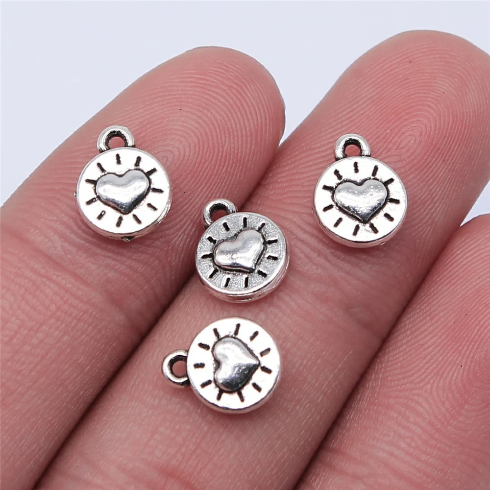 WYSIWYG 20pcs 10x8mm Vintage Tiny Heart Pendants Charm For Jewelry Making Antique Bronze Color Small 241122