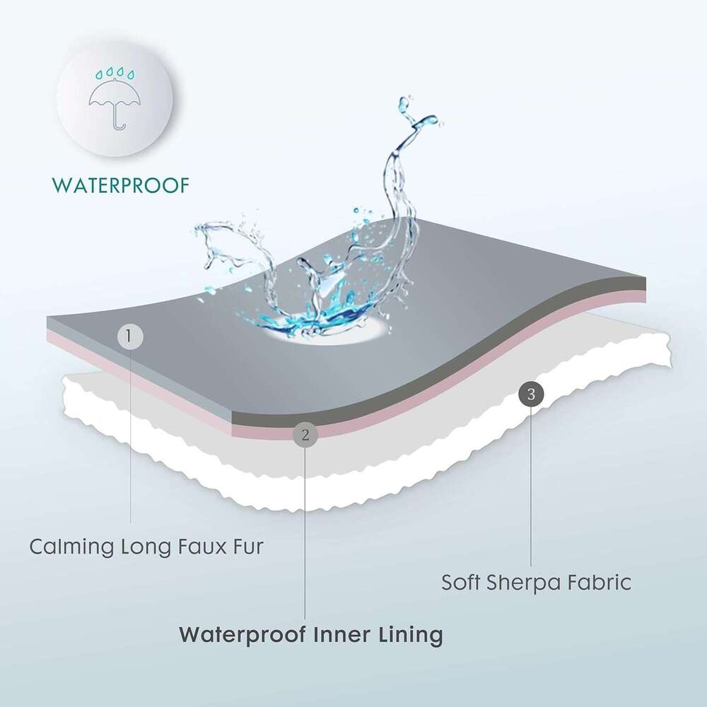 GBUNNY Waterproof Plush Long Artificial Fur Pet Super Soft Fluffy Bed Sofa Cover Washable - High Quality Flannel Sedative Blanket for Puppies and Cats