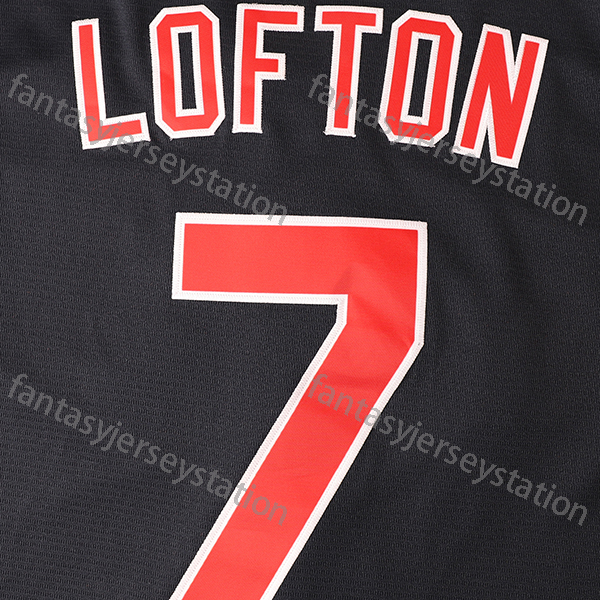 Men's #7 Lofton Blue Embroidered Baseball Jersey - V-Neck, Polyester, Machine Washable - Perfect for Sports & Casual Wear Christmas Day In Stock 