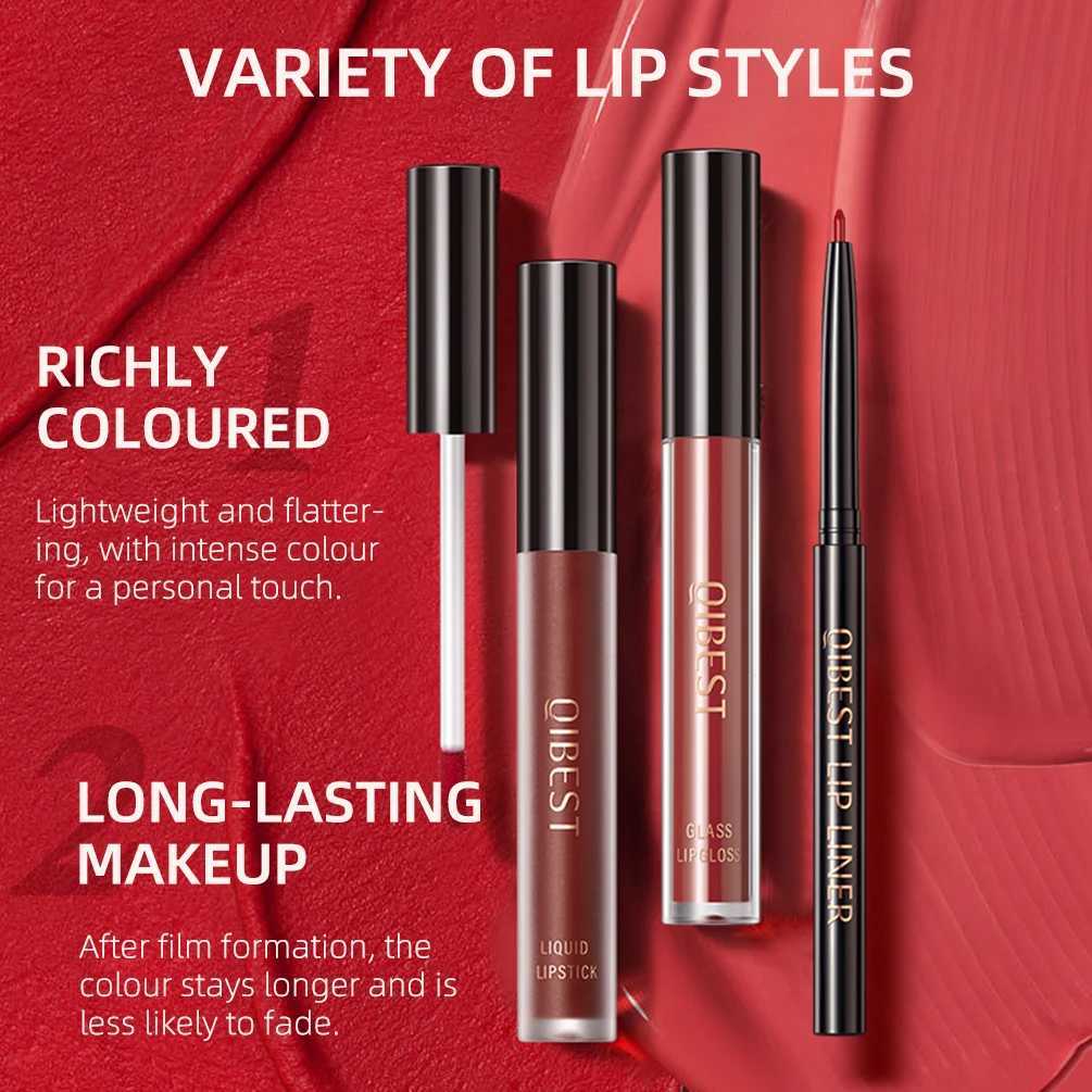 3pcs Matte Liquid Lipstick+Lip Liner Set Lip Glaze Makeup Nude Black Red Velvet Lip Gloss Long Lasting Lip Tint Cosmetics KitsXJ241205