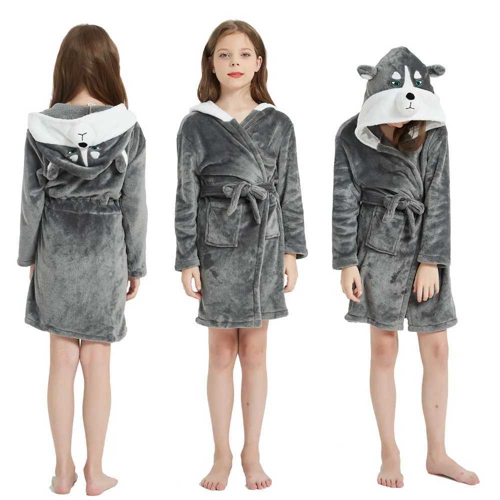 Pajamas Soft Children Flannel Pajamas Autumn and Winter Pajamas for Girl Warm Kids Bathrobe Boy Sleepwear Kids Clothing Homewear 3-14Y H241205