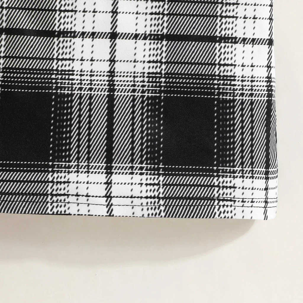 2Pcs Set Newborn Baby Girl 6-36 Months Long Sleeve Top Plaid Suspenders Skirt Dresses Outfit Toddler Infant Clothing SetXJ241205