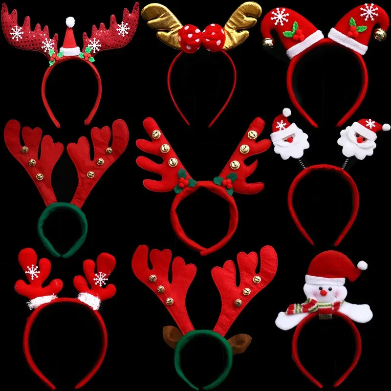 10 LED lamp heads with adult and child headbands Santa Claus snowman ant hair decoration role-playing Christmas 241205