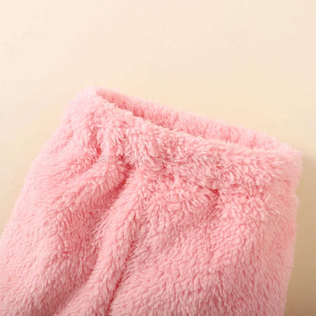 0-2 Years Newborn Baby Girl Fluff Hooded Clothes Set Long Sleeve Hoodie Top + Pant Autumn and Winter Warm Daily 2PCS OutfitXJ241205