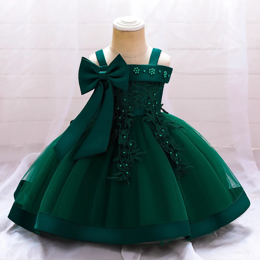 6 12 24 36 Months Baby Girls Dress Big Bow Wedding Party Elegant Little Princess Dress Kids Birthday Present Christmas Vestidos R250424