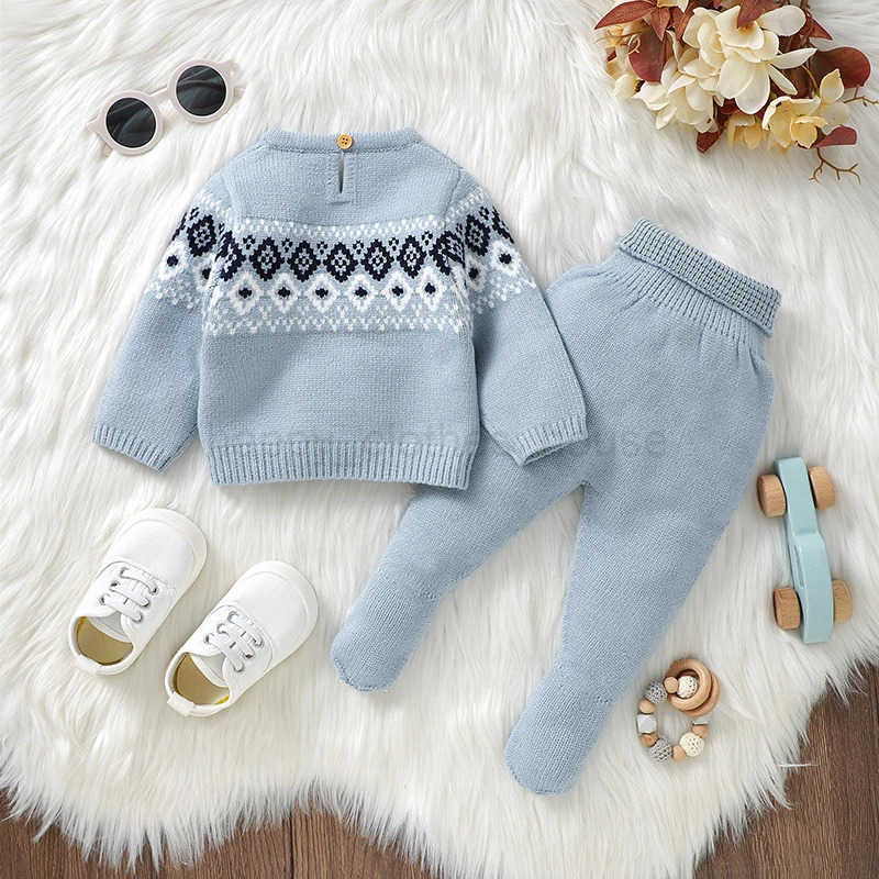 Baby Boy Girl Set Autumn and Winter Long Sleeve Sweaters Shirts+Pants Infant Casual Outfits 0-9M Infant Toddler Outwear ClothingXJ241205