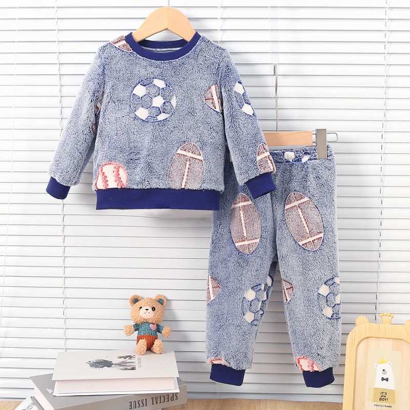 Pajamas Baby Boys Autumn/Winter Plush Night Fluorescent Home Fur Warm Pajama Set Fashionable and Comfortable Child Accessories H241205NO4X