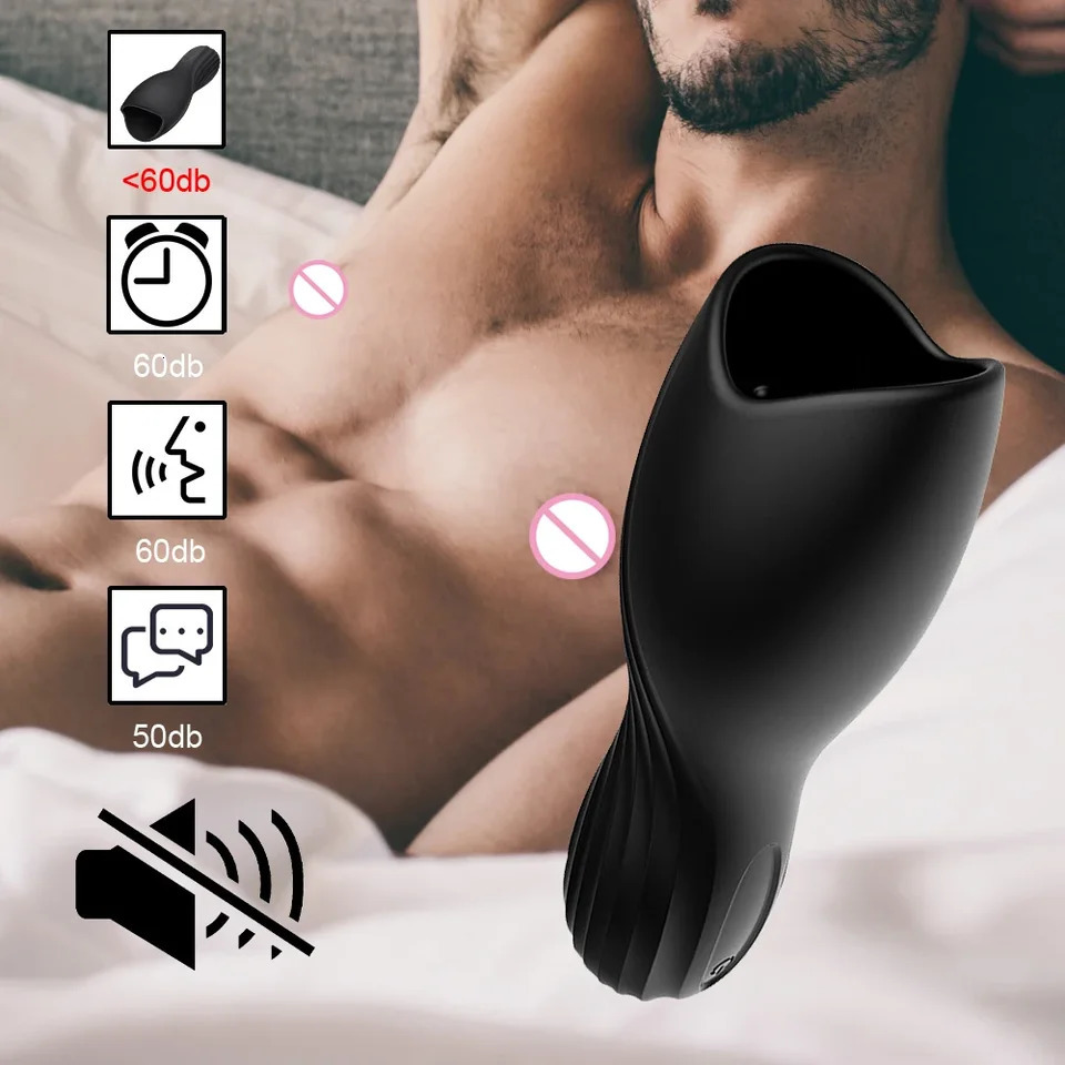 10 Vibrating Modes Male Masturbator Penis Delay Training Massager Oral Sex Orgasm Glans Stimulator Adult Sex Toys for Men Game 241205