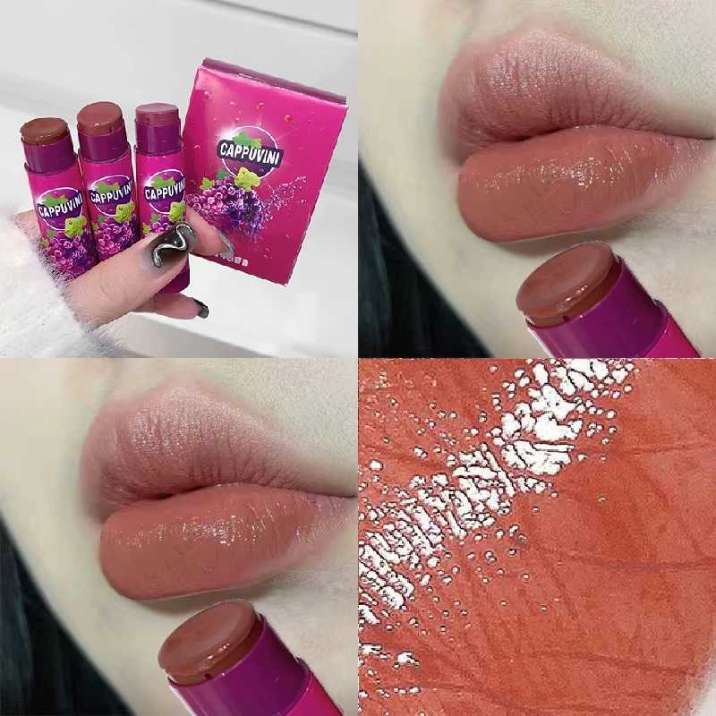 Fruit Grapes Lip Balm Moisturizing Lipstick Makeup Cherries Red Orange Solid Colored Jelly Lip Tint Nude Lipstick Primer MakeupXJ241205