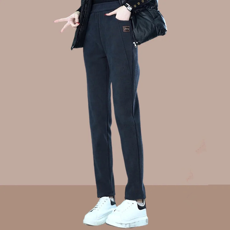 Korean Fashion Spring/Summer Solid Pocket Casual Office Womens Elastic High Waist Haren Small Foot Ankle Pants 241202