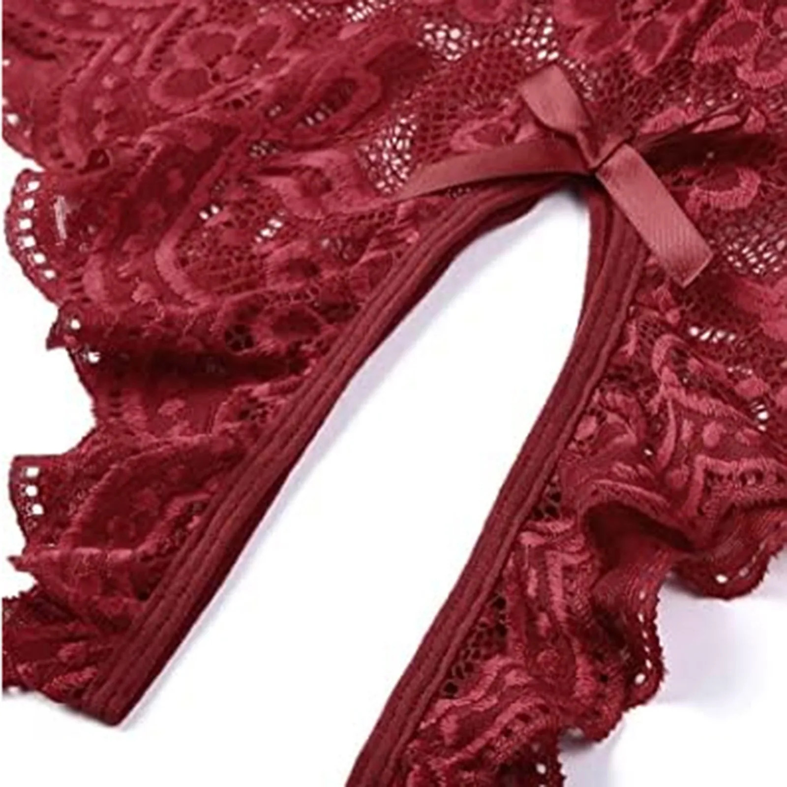 3XL Lace UltraThin Sexy Lingerie Romper For Women Open Crotch Sheer Mesh Jumpsuits Solid Color Deep V-Neck Underwear 241205