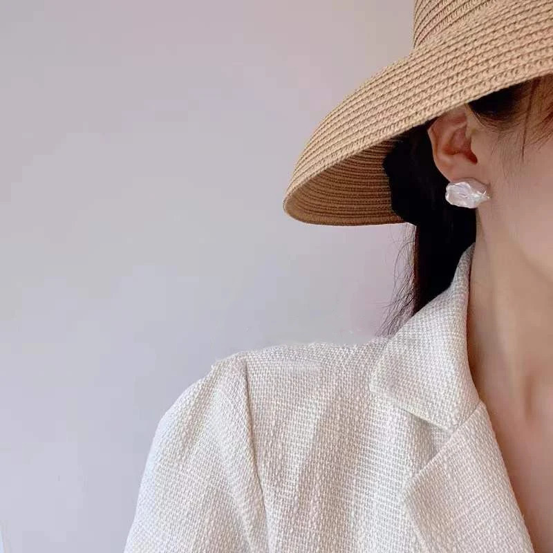 BaroqueOnly A Natural Baroque Pearl Earrings 925 Pure Silver Anti Allergy Earrings Jewelry 13-19mm EBB 241205