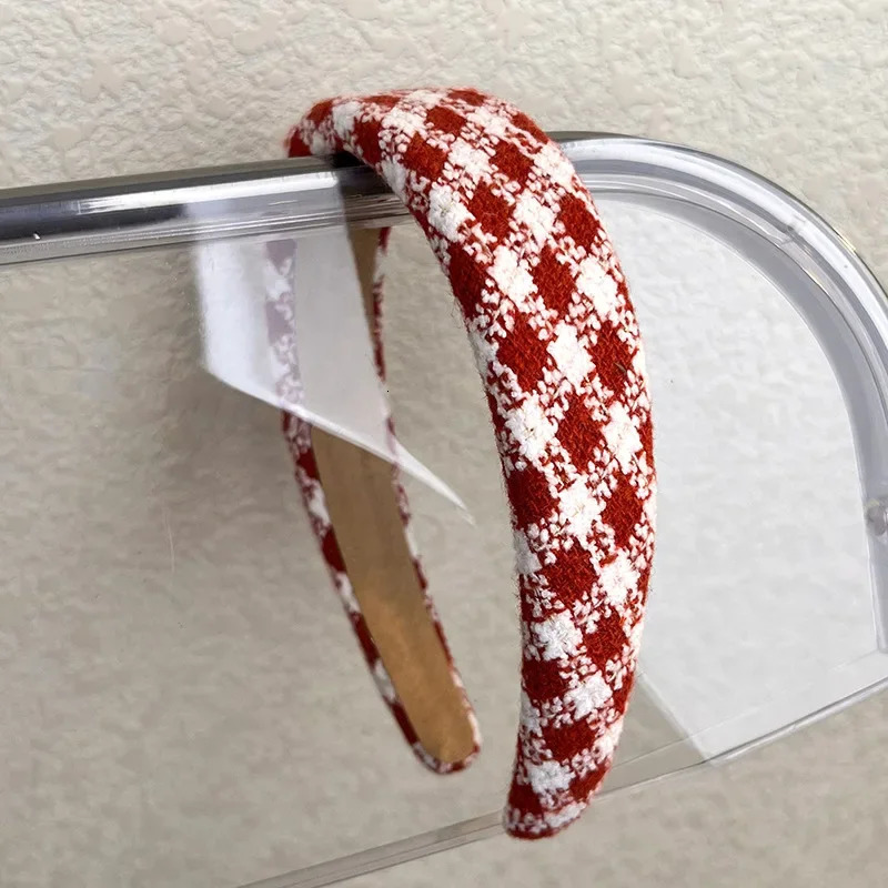 Womens red headband wide headband PU solid headband hair accessories 241205