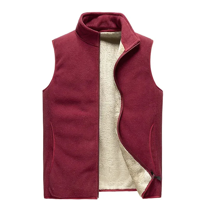 Autumn Winter Fleece Mens Vest Jacket Casual Warm Thick Big Tall Plus Size 8XL Sleeveless Waistcoat Loose 241204