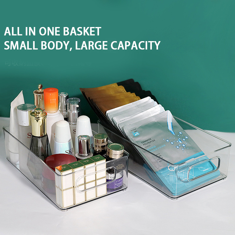 Desktop Storage Box Cosmetic Mask Skincare Organiser Plastic Transparent Household Kitchen Miscellaneous Storage Boxes