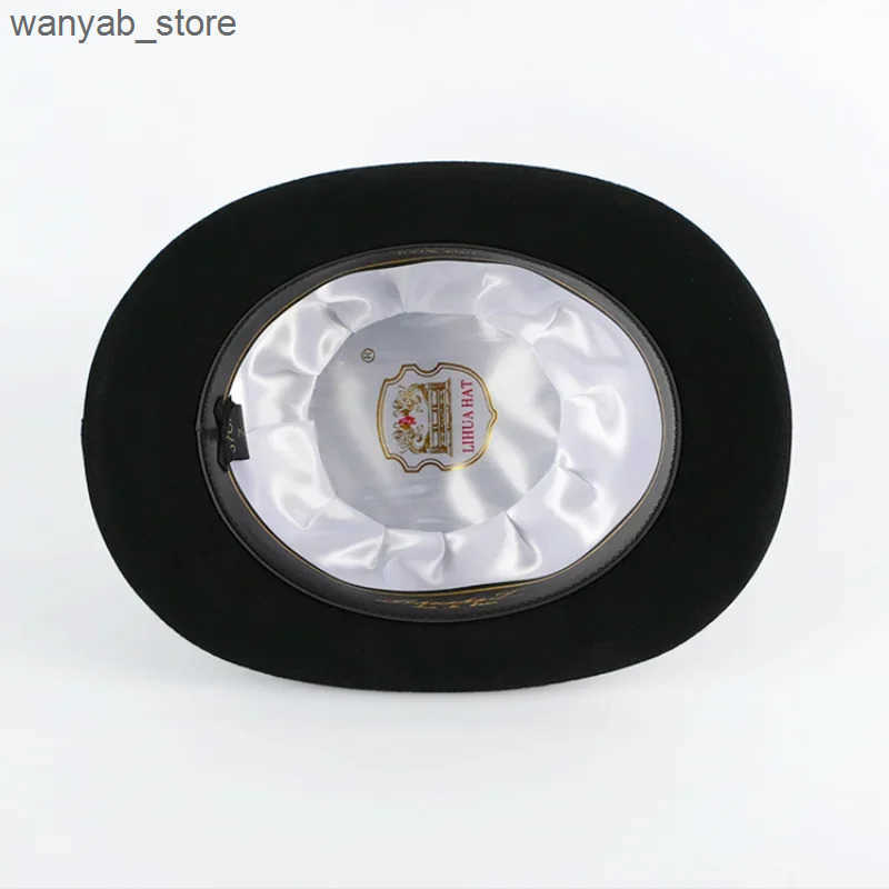 Cloches Black Bowling Hat Billycock Bob Hat Bombin Hard Felt Round Crown Wool Fedora Charlie Chaplin Laurel Hardy John Steed Derby L240910