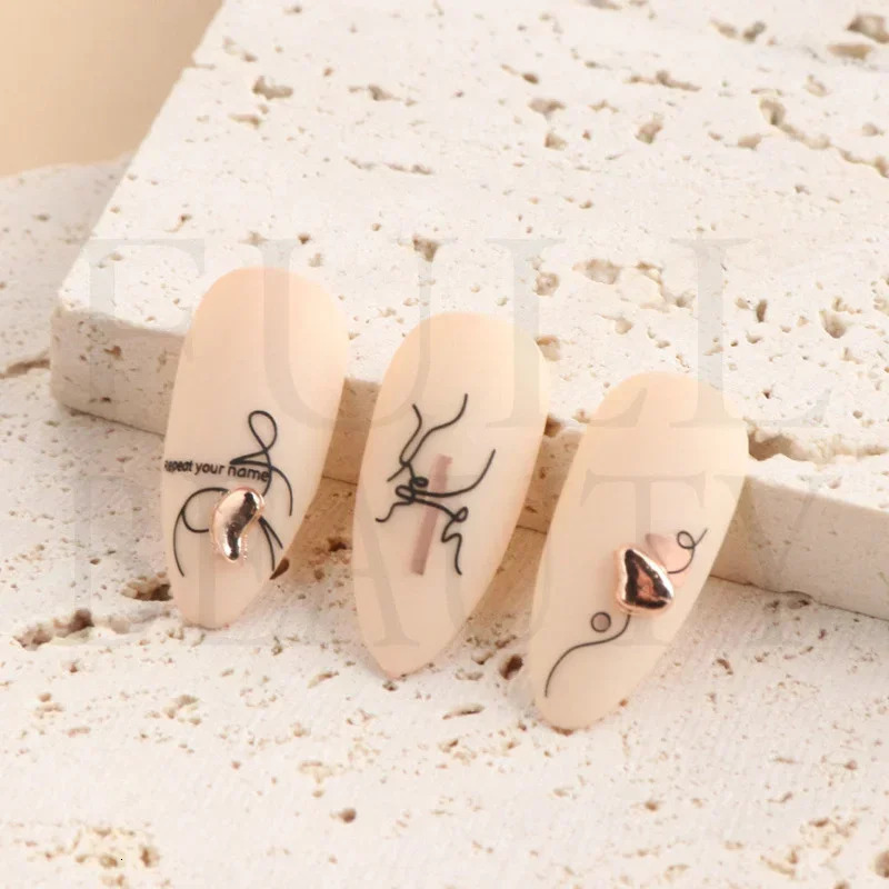 Heallor Graffiti Strip Nail Stickers Female Nail Art Decoration Rose Gold Abstract Line Spring 3D Slider 241205