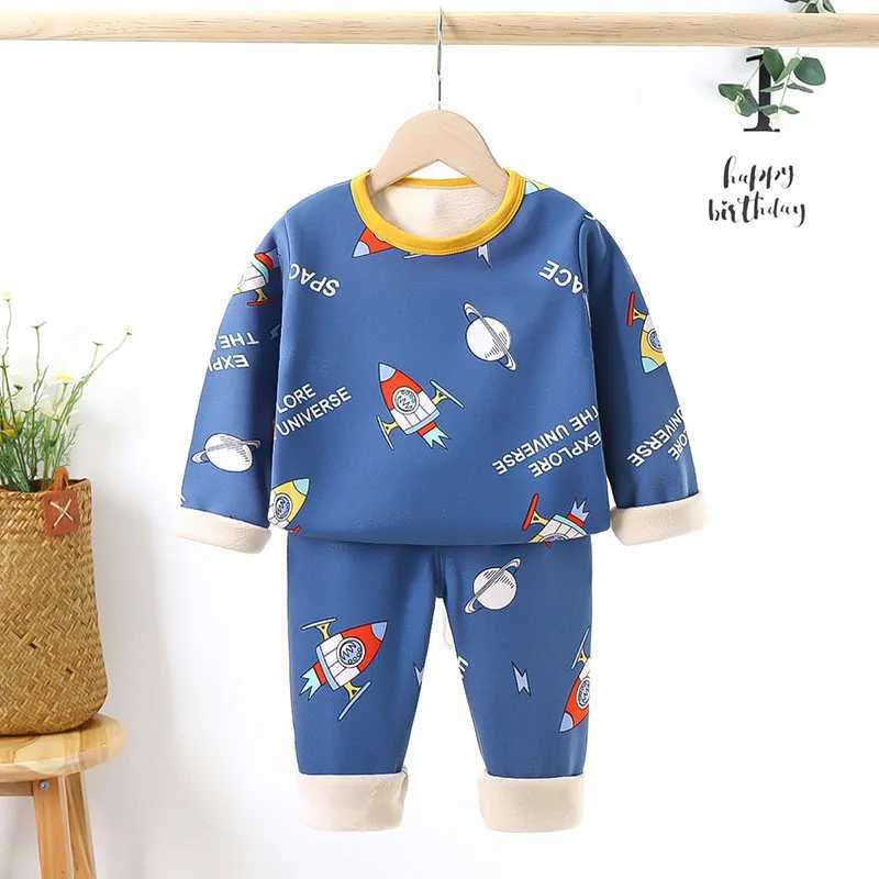 Pajamas Children Padded Underwear Sets Autumn and Winter New Long-Sleeved Autumn Clothes and Trousers Warm Boys and Girls Home Clothing H241205