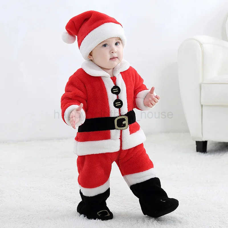 0-3 Years Old Christmas Kids Cute Costume Santa Claus Cosplay Costume Comfortable Toddler Costume Christmas Par SetXJ241205