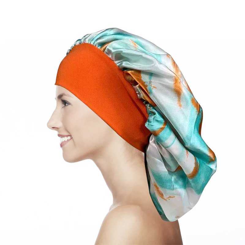 Women Sleeping Hat Night Sleep C Hair Care Bonnet Nightc Color Satin Printing Hair C Chemo Hat for Washing Face Make-upXJ241205
