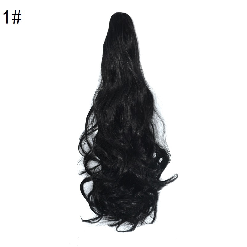 Women Curly Hair Simulation High Ponytail Grasping Clip Ponytail Big Wave Chemical Fiber Claw Clip Fluffy Natural