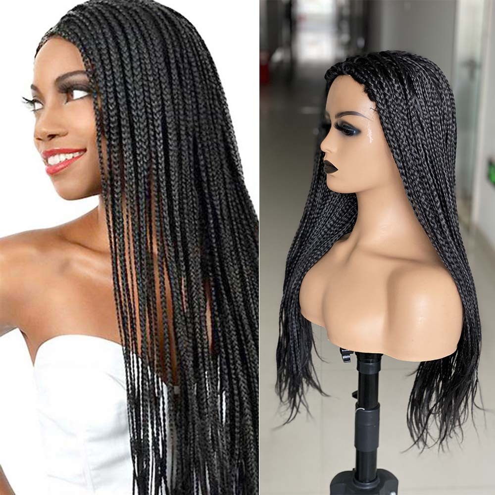 For Black Women Ombre Synthetic Braids Long Box Braided Wigs Fake Scalp Braiding Hair Cosplay Hine Wig