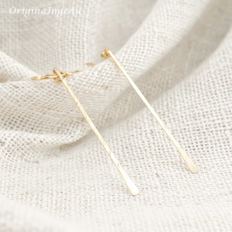 Handmade long rod earrings 925 silver/gold filled hammer shaped jewelry minimalism Brinkos retro Olberen womens earrings 241205