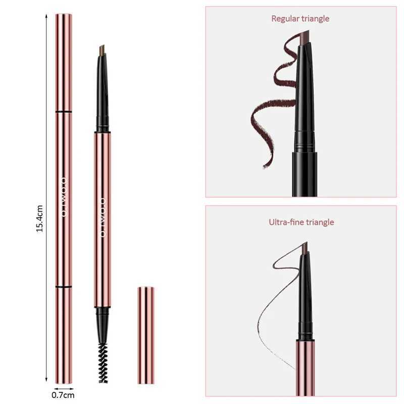 O. Two of them. O6 color ultra-fine waterproof natural durable long-lasting tattoo eyebrow black brown pencil with brush makeup W241205