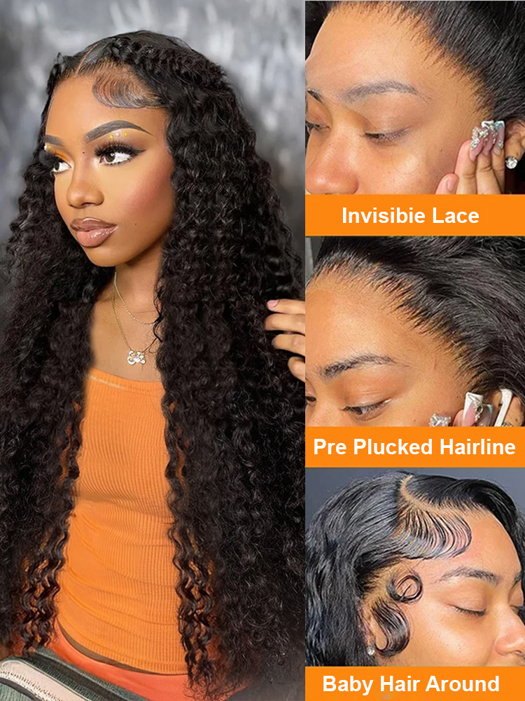 13X6 HD Deep Frontal Wigs 13X4 Water Wave Curly 100% Human Hair 5X5 Glueless Lace Front Wig 30 40 Inch Closure Wear Go