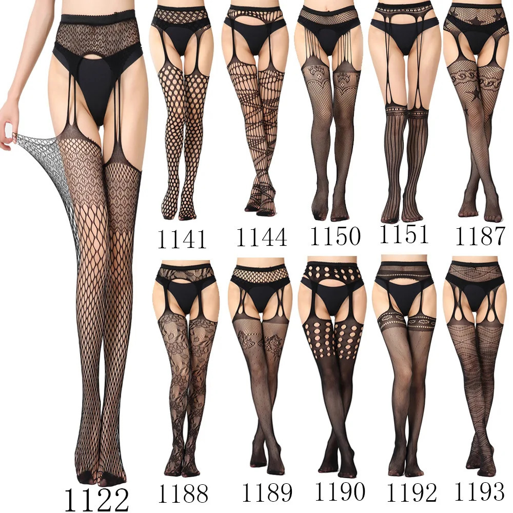 Sexy Womens Fishnet Stockings Pantyhose Black Garters Long Socks Nightclub Party Female Lingerie Tight Leggings 241204