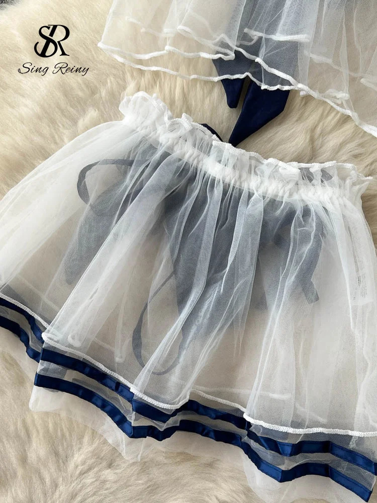 SINGREINY Women Sheer Erotic Sensual Two Pieces Sets Cosplay sweet Top Thongs Lingerie Mesh Underwear Tansparent Sexy Suits 241205