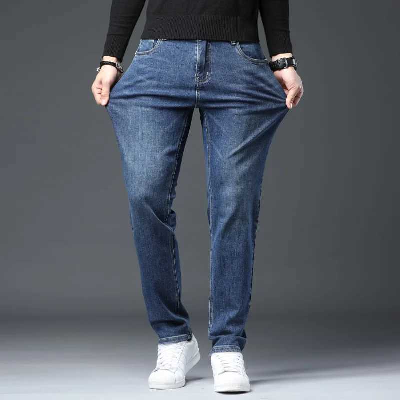 2023 Spring/Autumn Brand Suitable for Straight Leg Classic Business Casual Jeans Young Mens Mid Waist Slim Fit Jeans W241205