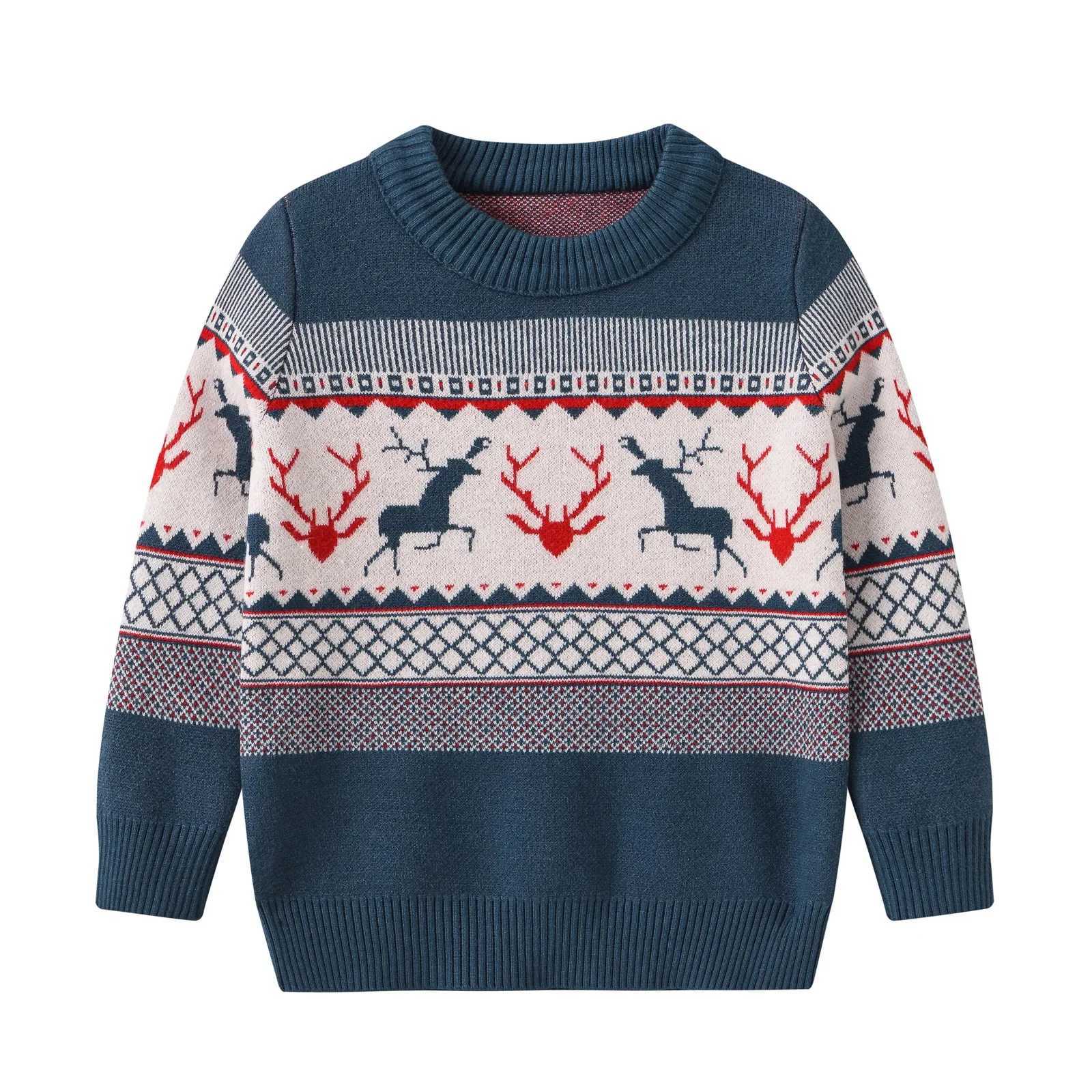 Christmas Childrens Sweater Casual Baby Warm Elk Printed Knitted Girls Sweater Cute Top for Boys and Girls Tree Pulling Flower Childrens Clothing W241